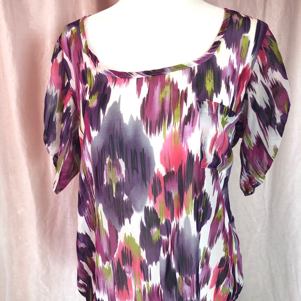 Sheer blouse purple top colorful shirt women top s